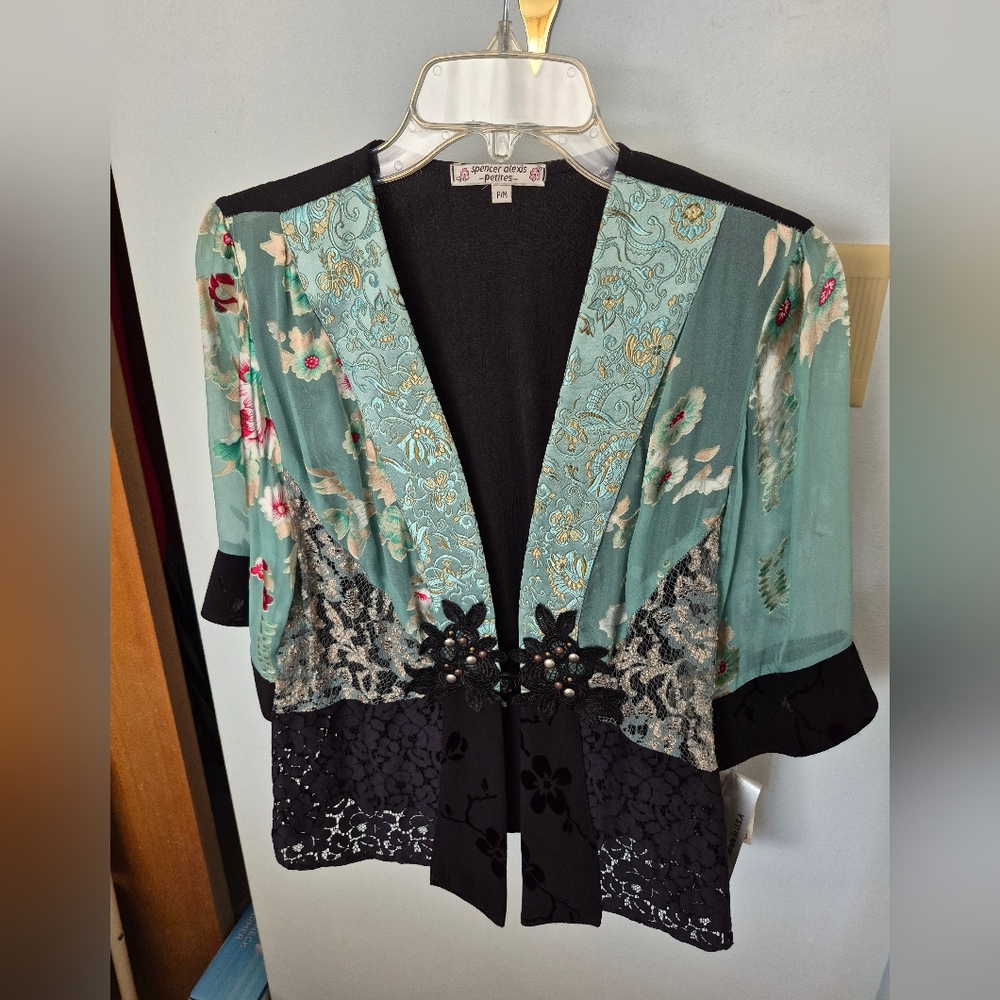 Spencer Alexis NOS with Tags Floral Patchwork Kimono Style Cardigan